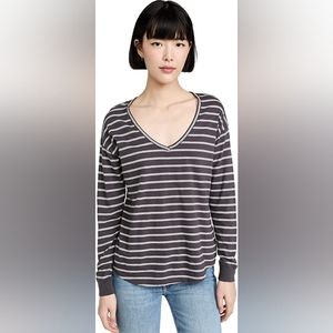 Madewell long-sleeve relaxed v-neck stripe tee